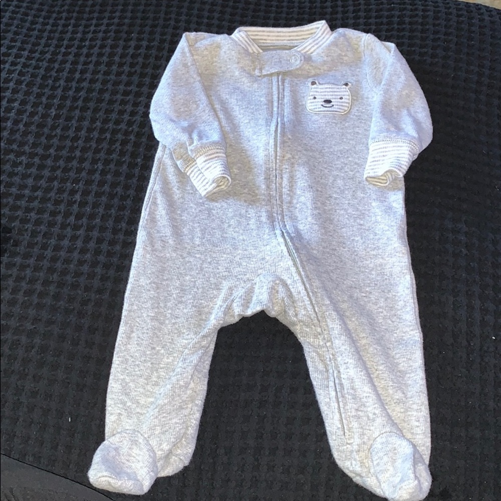 Carter’s Baby Gray Lightweight Thermal Zip Up One Piece Footies Pajama
